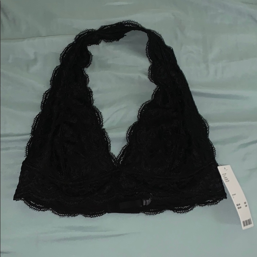 Black lace halter bralette urban outfitters